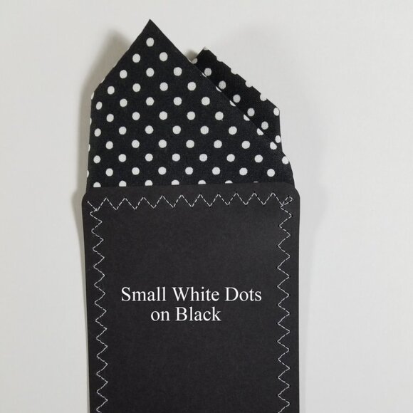 New - Black Polka Dot Pre-Folded Pocket Square Handkerchief Insert - Picture 3 of 6
